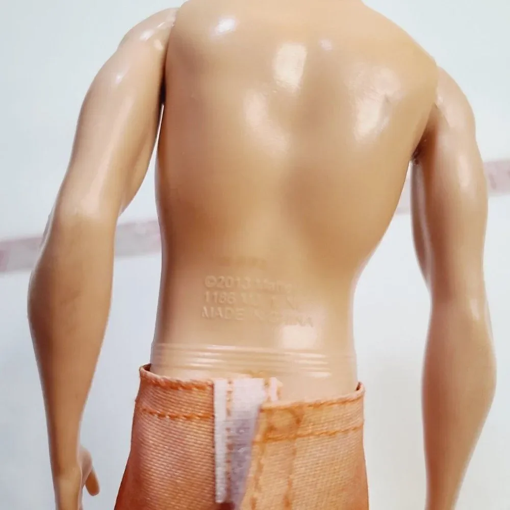Barbie Fashionistas 2013 Blonde Ken Doll Painted Hair Orange Shorts
